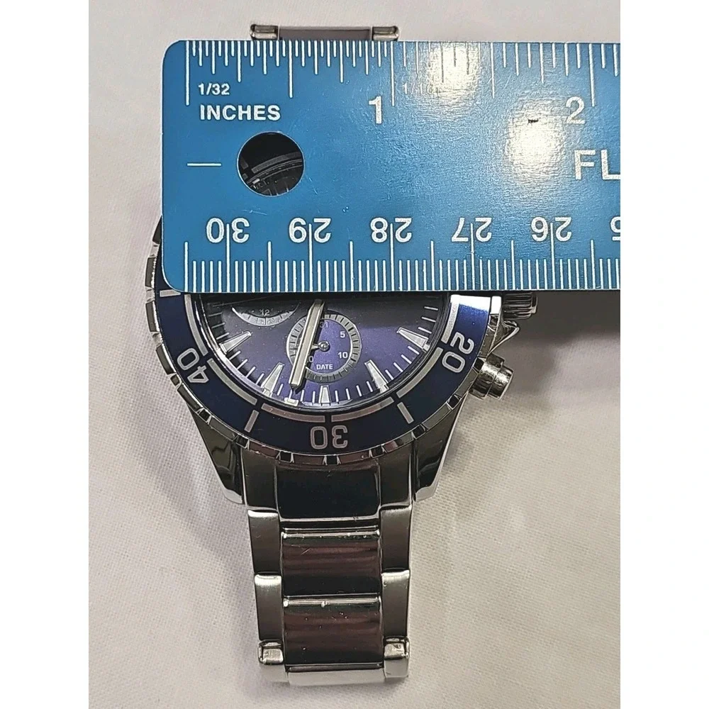 SO&CO Quartz Watch Men 100m Screwdown Crown Rotating Bezel Blue Need New Battery
